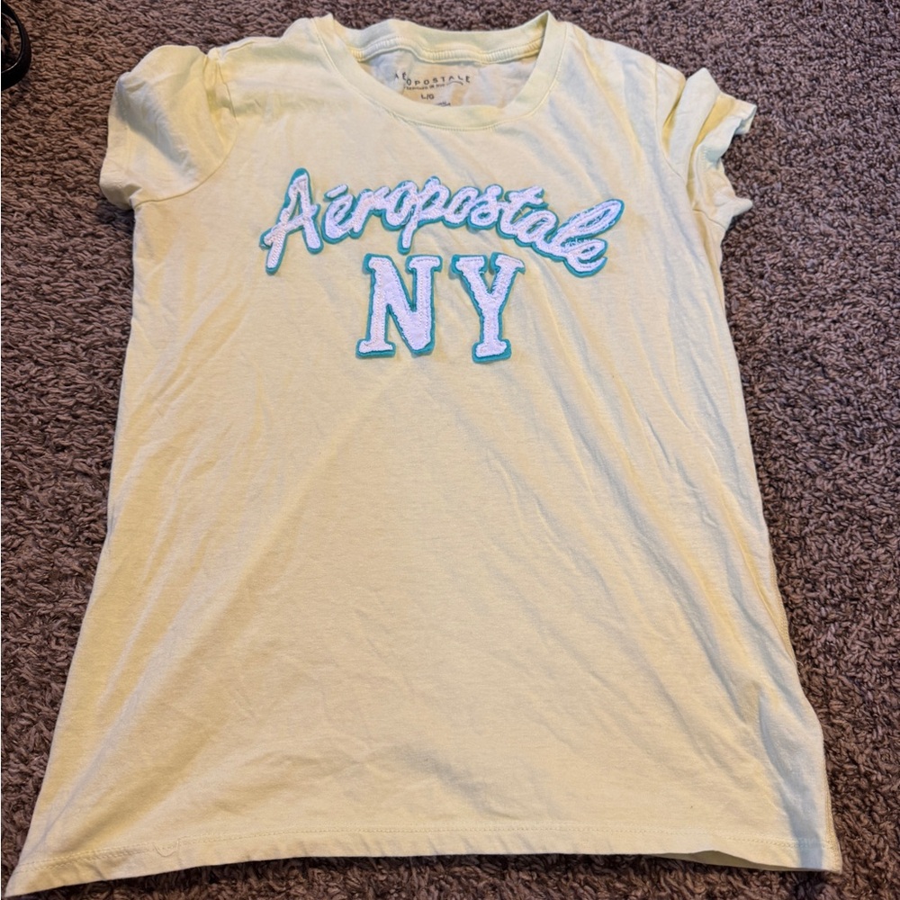 Aeropostale Kids Light Yellow Tee with Blue Accents